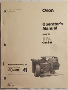 Onan BFA Series Electric Generating 4.0 KW 1985  Operators Manual