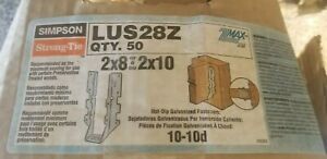 Set of 2 Simpson Strong-Tie 2&#034; X 8&#034;  2x10 Galv. Z-Max Steel Joist Hanger LUS28Z