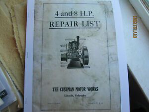Cushman 4 and 8 HP 1 and 2  Cyl. Upright Gas Engine Parts Manual