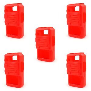 5xRubber Soft Handheld Case Holster For BaoFeng UV-5R/5RA/5RE Plus Radio Red  UA