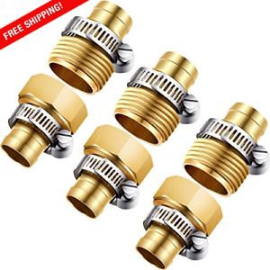 3 Sets 5/8 Inch Brass Garden Hose Repair Kit Mender End Water Hose End Mender Fe