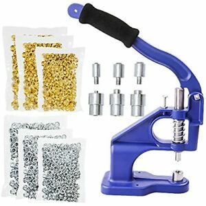 LYNDA Hand Press Grommet Machine Tool Eyelet Kit Free Stand with 3 Dies