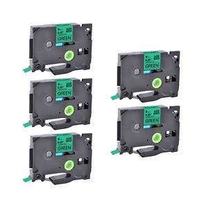 5PK Compatible Brother TZ-721 TZe-721 Black on Green Label Tape Cassette 0.35&#034;