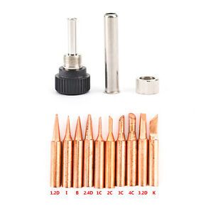 10X 900M-T Soldering Tip Pure Copper Iron Head Serie Solder Tool w/Iron Casing A