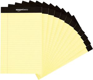 Amazon Basics Narrow Ruled 5 X 8-Inch Writing Pad - Canary (50 Sheet Paper Pads,