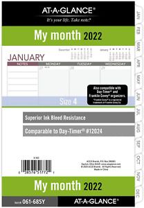 2022 Monthly Planner Refill 5-1/2&#034; x 8-1/2&#034; 12024 Day-Timer Size 4 Desk Size