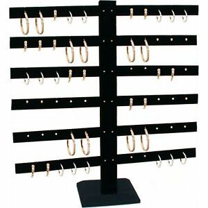 Black Velvet 6 Tier T-Bar Earring Display Stand 2 Pcs