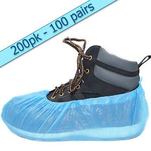 200 Value Blue Disposable Overshoes Shoe Covers (100 Pairs) Embossed