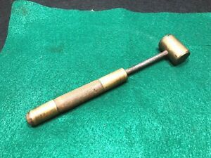 VINTAGE SMALL JEWELERS MACHINIST BRASS HAMMER W/ WOOD AND BRASS HANDLE