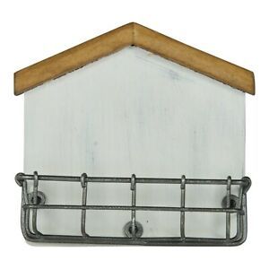 House Shaped Business Card Holder Metal and Wood