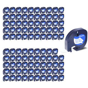 100PK Plastic Tape for DYMO LetraTag Plus LT100H 100T 91331 Black on White Label