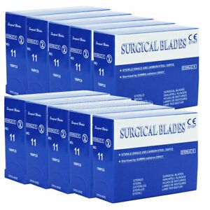 10 Boxes Dental Surgical Scalpel Sterilized Blades 4.3*0.6cm 11# Carbon Steel