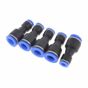 10mm x 6mm Straight Joint Plastic One Touch Tube Connector Quick Fittings 5pcs