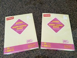 (2 Reams) Staples Pastel 490948 Yellow Colored Copy Paper 8 1/2&#034; x 11&#034; 500/Ream
