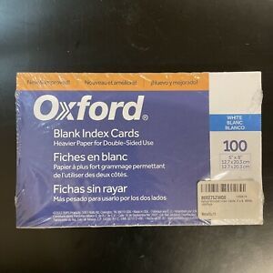 Oxford Unruled Index Cards, 5 x 8, White, 100/Pack 078787050044