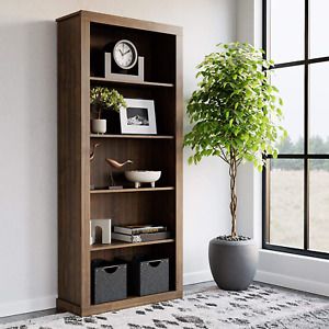 Edenbrook Sumac Five Shelf Laminate Bookcase, Walnut