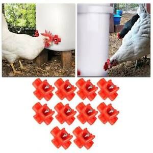 10 Pcs Horizontal Chicken Nipples Waterer Automatic Poultry Chicken Drinkin.