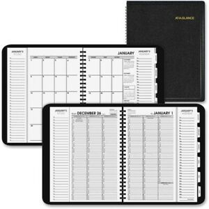 At A Glance AAG70950V05 Triple-View Weekly Calendar, Simulated Leather - Bla