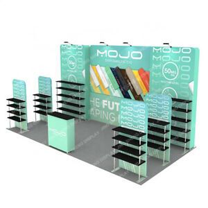 20ft Custom Trade Show Displays Booth System Shelves Podium Lights All Included