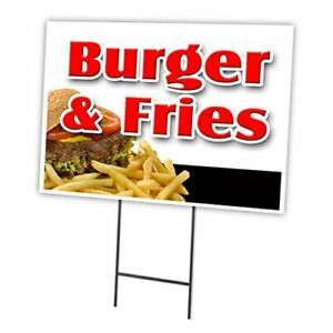 Burger &amp; Fries 24&#034; x 36&#034; Yard Sign &amp; Stake | Advertise Your Business | Stake ...