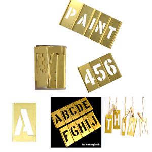 Deezio 1&#034; Brass 46 Pieces Interlocking Stencil Set of Numbers and Letters Kit