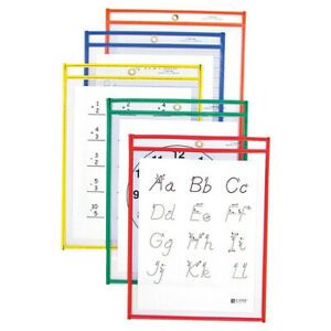 C-LINE 40620 Reusable Dry Erase Pockets, 9 x 12, Assorted Primary Colors, PK25