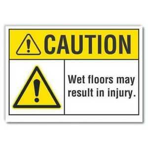 LYLE LCU3-0030-RD_10x7 Caution Sign,Self-Adhesive Vinyl,7 in. H