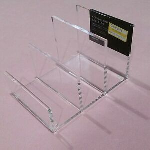 russell+hazel Clear Acrylic Collator  4 3/4” x 6 3/4” x 4” ~ 3 Slots~Rubber Pads