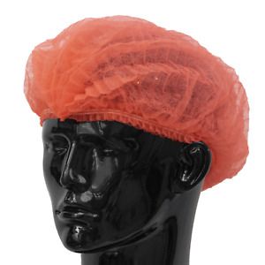 100 RED Disposable Mop Caps Mob Caps Double Stitched - Hair Nets - Clipped