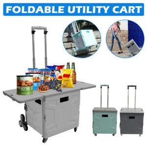 Folding Shopping Cart 55L Rolling Luggage Cart  W/Ladder Wheel&amp;Small Table Cover