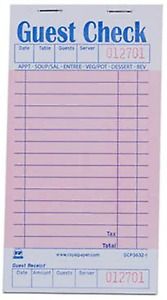 Royal Pink Guest Check Board, 1 Part Booked with 15 Lines, Package of 10 Books