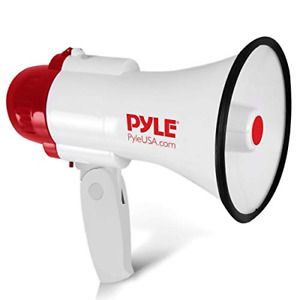Pyle Megaphone Speaker PA Bullhorn - with Built-in Siren 6.2x10.6x6.3, white