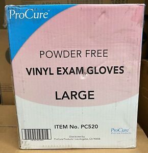 ProCure PC520 Vinyl Exam Gloves Powder-Free Large Clear 100/ box 1000 Gloves