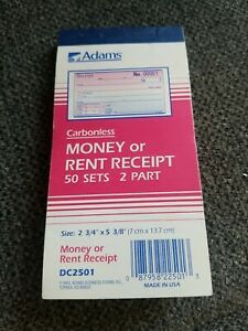 Vintage Adams Money/Rent Receipt Book, Carbonless 23/4 x 7-3/16 near full