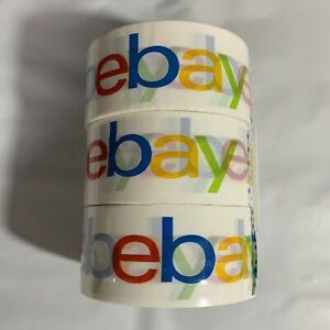 3 Rolls ~ 2&#034; x 75 yds eBay Color Logo Branded Packaging Tape White Multicolor