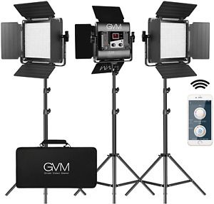 GVM 560 LED Video Light, Dimmable Bi-Color, 3 Packs Photography Lighting with