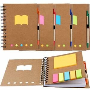 Gejoy 4 Pieces Spiral Notebook Steno Business Notepad with Pen in Holder and Sti