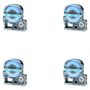4PK Black on Blue Tape Compatible with Epson LK-4LBP KingJim SC12BW SR230C 1/2&#034;