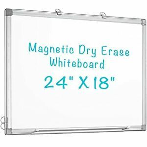 maxtek Magnetic Whiteboard 24 x 18 inches Hanging Dry Erase Board Wall Mounte...