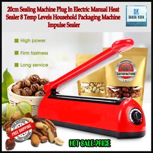20cm Sealing Machine Plug In Electric Manual Heat Sealer 8 Temp Levels Household