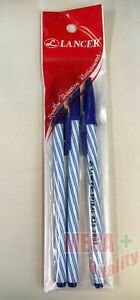 3 x Lancer Spiral Professional Ballpoint Pen 0.5 mm 4 Blue Pens Pencils