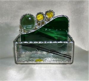 Artist made stained glass business card holder