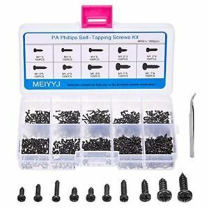 Pack of 1000 Small Multi-Purpose Self-Tapping Electronic Screws Assortment Kit
