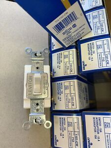 Box of 10! Leviton 1101-CW Single Pole White Quiet Framed Toggle Light Switch