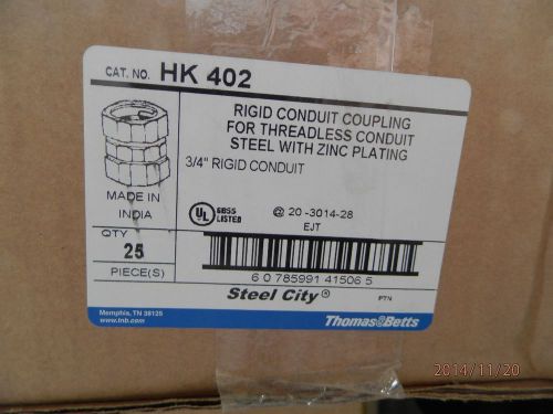 Lot 25  steel city 3/4 rigid threadless compression couplings for sale