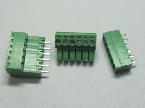 60 pcs 6pin/way Pitch 3.81mm Screw Terminal Block Connector Green T Type /w pin