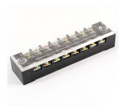 600V 15A Dual Rows 8P 8 Positions Covered Barrier Screw Terminal Block