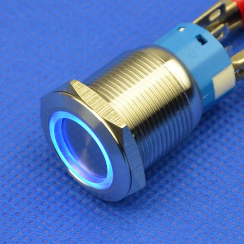 19mm 12v blue led 5 pins latching push button waterproof angel eye car switch for sale