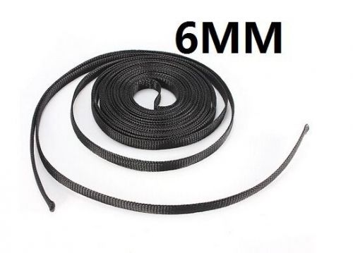 6mm black braided cable sleeving sheathing auto wire harnessing 10 meter new s2 for sale