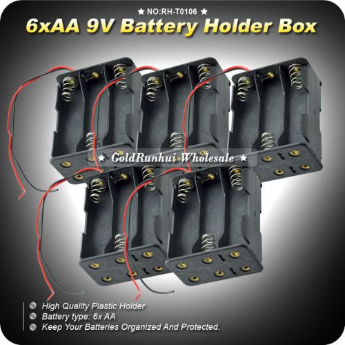 5pcs 9V Battery Holder Box Battery Box with Wire Lead 6xAA